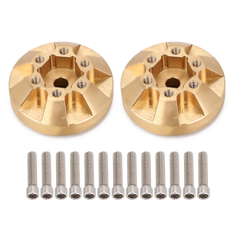 INJORA 12mm 55g/pcs Heavy Brass Wheel Hex Hubs for 1.9" 2.2" Wheel Rims