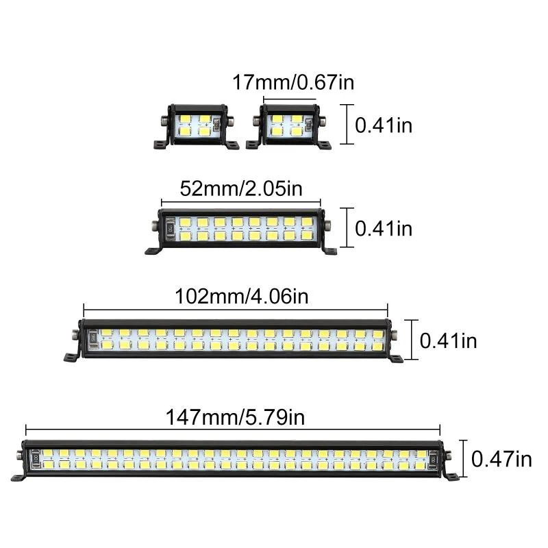 INJORA 17/52/102/147mm Bright LED Light Bar for 1/10 RC Car - Image 19