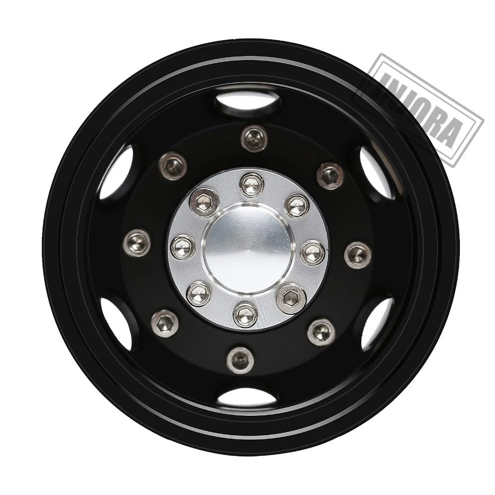 [Clearance Sale] INJORA 2PCS Black/Silver CNC Alloy Wheel Rims for 1/14 Tamiya Tractor - Image 10