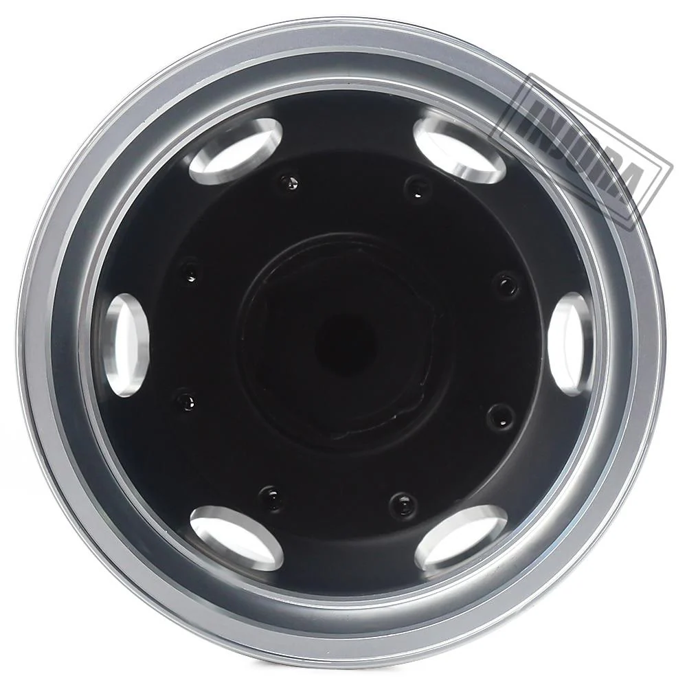 [Clearance Sale] INJORA 2PCS Black/Silver CNC Alloy Wheel Rims for 1/14 Tamiya Tractor - Image 5