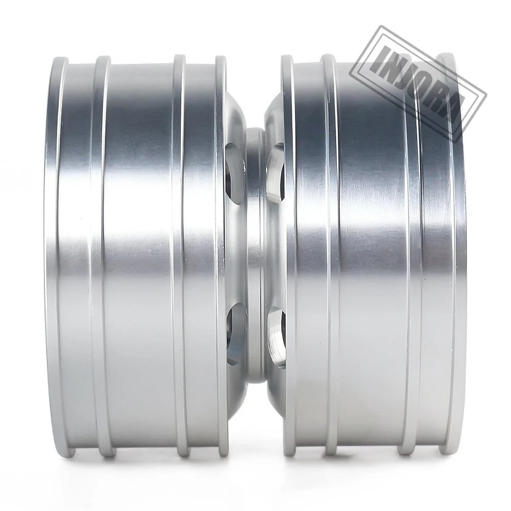 [Clearance Sale] INJORA 2PCS Black/Silver CNC Alloy Wheel Rims for 1/14 Tamiya Tractor - Image 6
