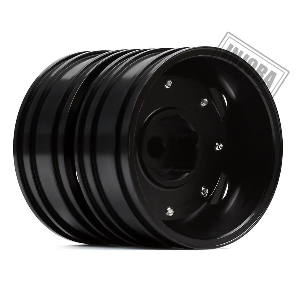 [Clearance Sale] INJORA 2PCS Black/Silver CNC Alloy Wheel Rims for 1/14 Tamiya Tractor - Image 9