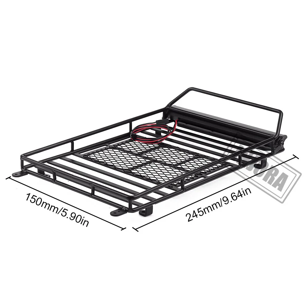 INJORA 245*150mm Luggage Carrier Roof Rack with LED Light Bar for 1/10 RC Crawler - Image 3