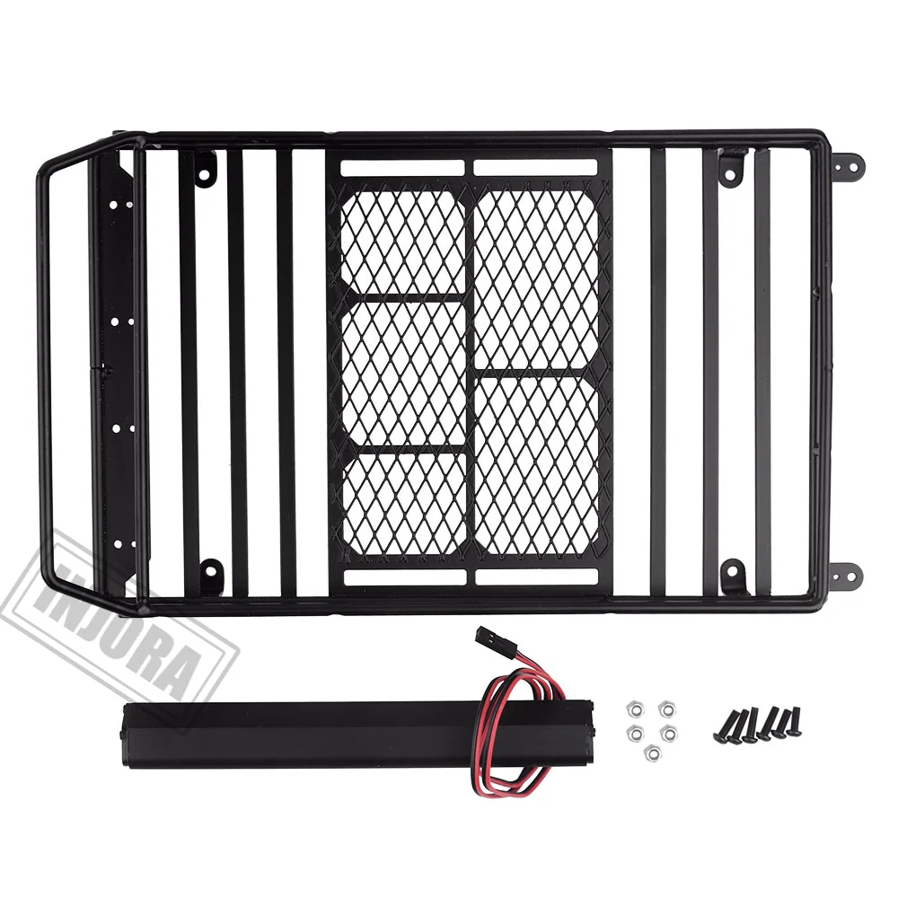 INJORA 245*150mm Luggage Carrier Roof Rack with LED Light Bar for 1/10 RC Crawler - Image 4