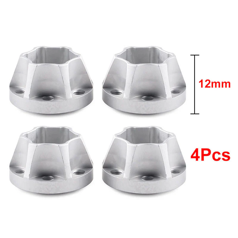 INJORA 12mm Black/Silver Aluminum Wheel Hex Hubs for 1.9" 2.2" Rims - Image 22