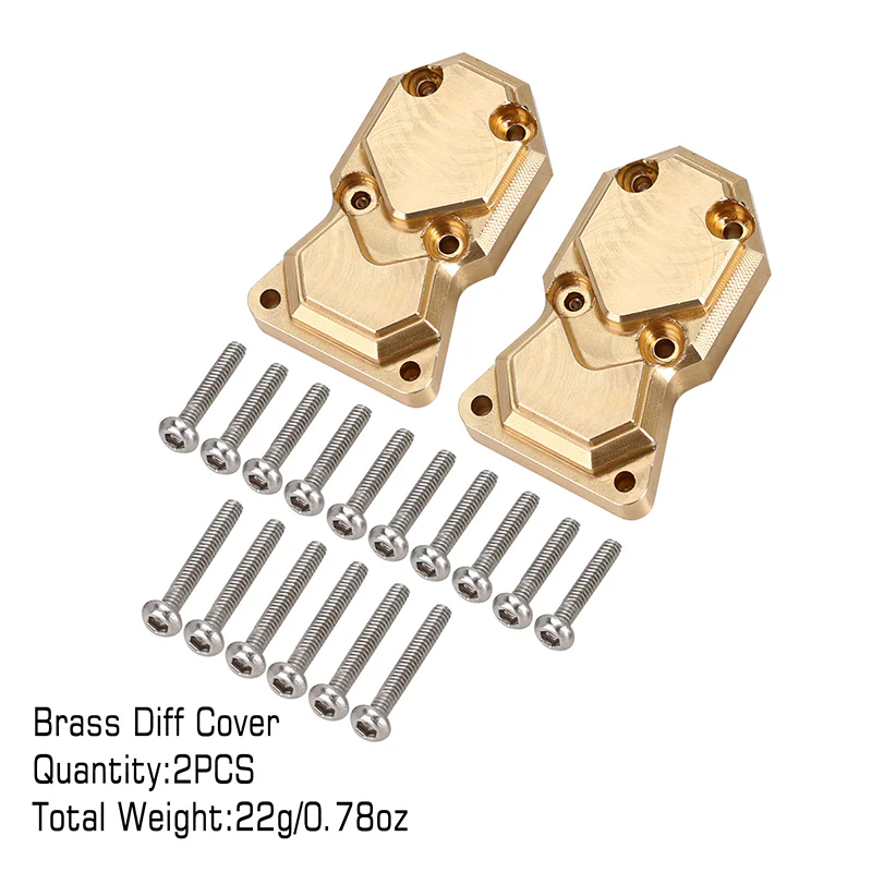 [Clearance Sale] INJORA 2pcs 10g/pcs Heavy Front Rear Brass Diff Covers for Axial SCX24 AX24 - Image 4