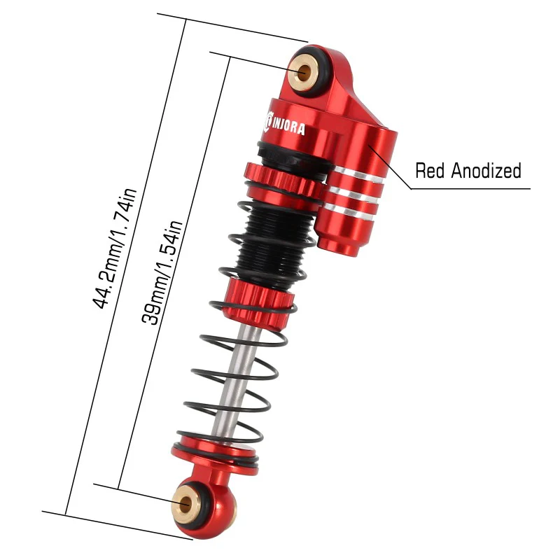 [Clearance Sale] INJORA 39mm Aluminum Threaded Oil Shocks with Fake Reservoir for SCX24 FCX24M - Image 5