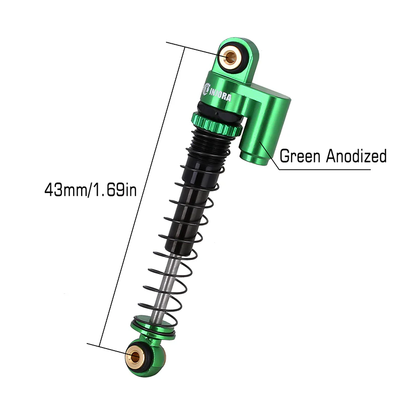 INJORA 43mm Aluminum Threaded Double Barrel Shocks with Fake Reservoir for Axial SCX24 - Image 10