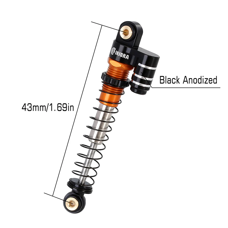 INJORA 43mm Aluminum Threaded Double Barrel Shocks with Fake Reservoir for Axial SCX24 - Image 15