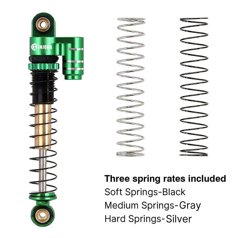 INJORA 43mm Aluminum Threaded Double Barrel Shocks with Fake Reservoir for Axial SCX24 - Image 8