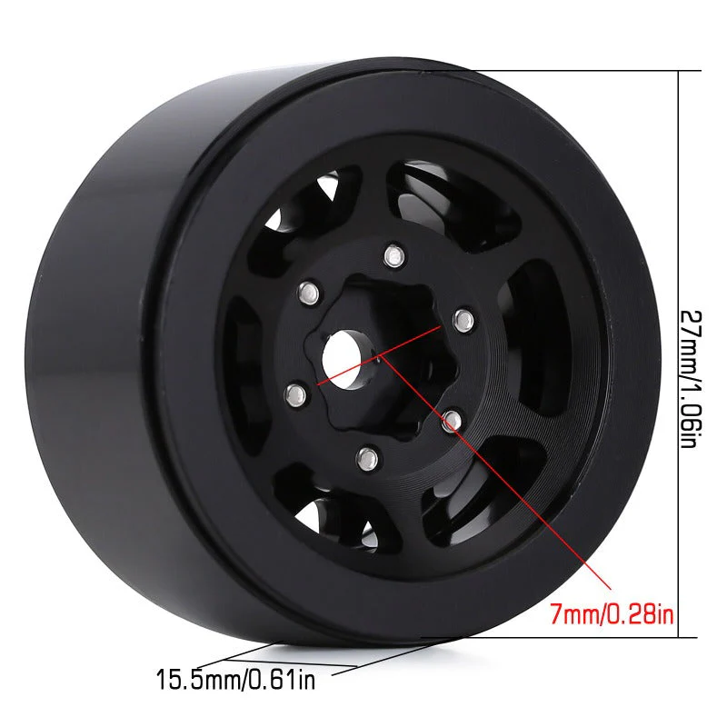 INJORA 1.0" 12-Spokes Beadlock Wheels for Micro Crawlers (W1049) - Image 7