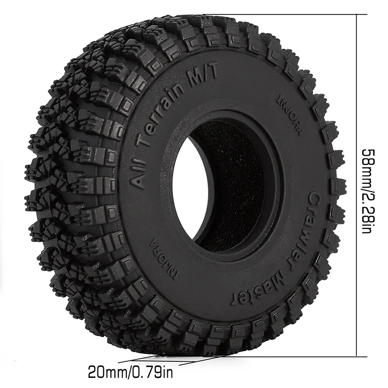 INJORA 1.0" 58*20mm Crawl Master A/T Tires (T1008) (4) - Image 4