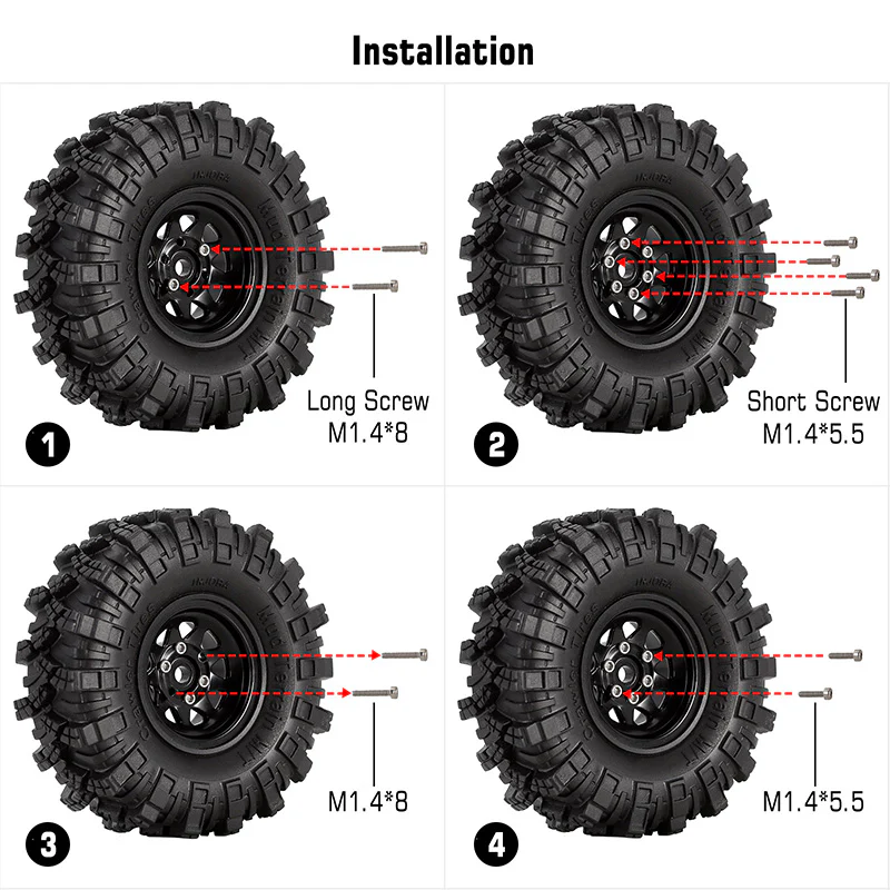 INJORA 1.0" Stamped Steel -3.78mm Offset Wheels for Micro Crawlers (W1004) - Image 27