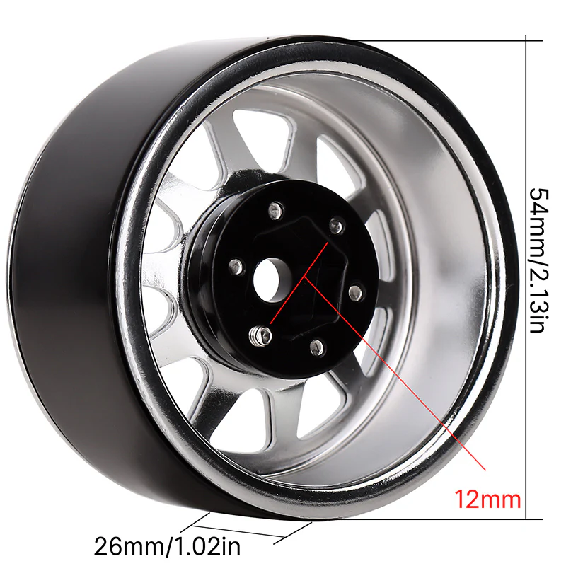 INJORA 1.9" 10-spoke Stamped Steel Wheels for 1/10 RC Crawlers - Image 15