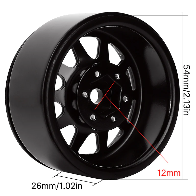 INJORA 1.9" 10-spoke Stamped Steel Wheels for 1/10 RC Crawlers - Image 5