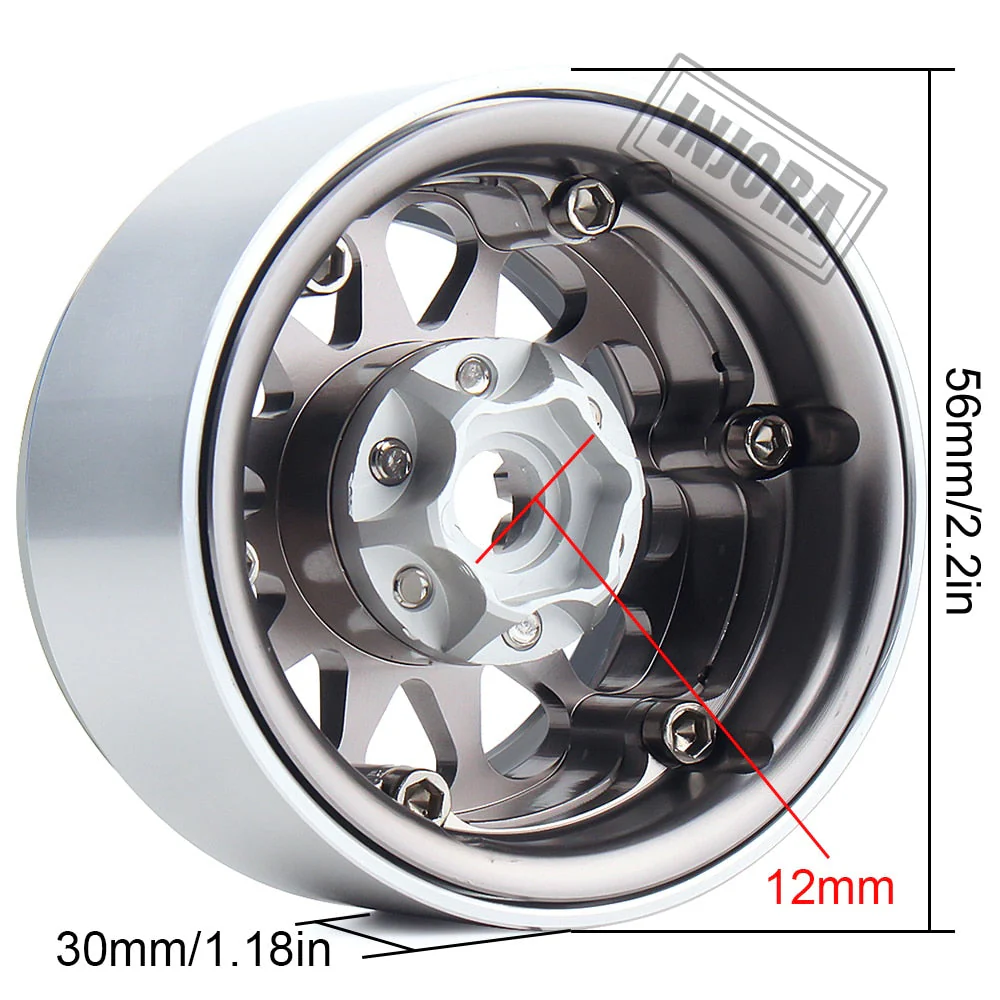 INJORA 4PCS 1.9" 12-spoke Metal Beadlock Wheel Rims for 1/10 RC Crawler - Image 10