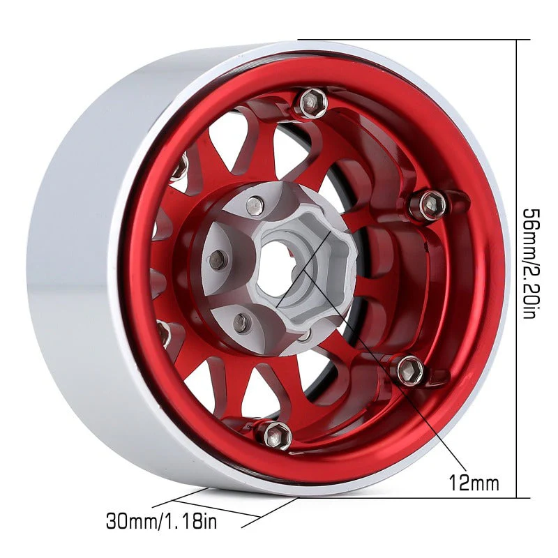 INJORA 4PCS 1.9" 12-spoke Metal Beadlock Wheel Rims for 1/10 RC Crawler - Image 17