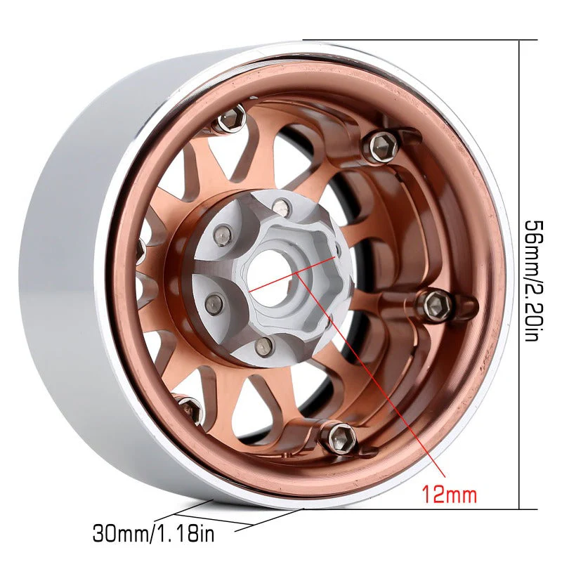 INJORA 4PCS 1.9" 12-spoke Metal Beadlock Wheel Rims for 1/10 RC Crawler - Image 21