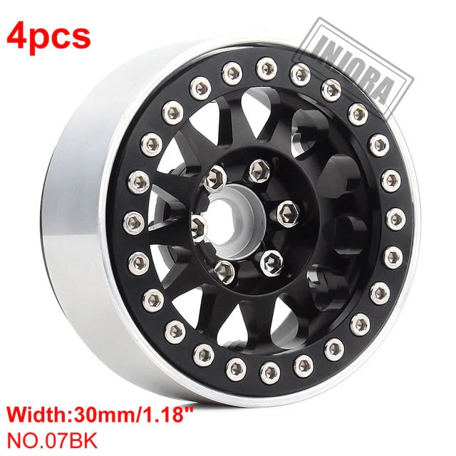INJORA 4PCS 1.9" 12-spoke Metal Beadlock Wheel Rims for 1/10 RC Crawler - Image 3