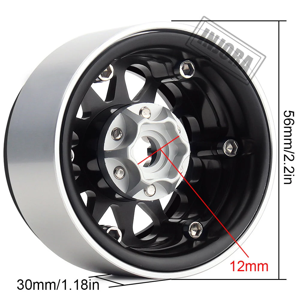 INJORA 4PCS 1.9" 12-spoke Metal Beadlock Wheel Rims for 1/10 RC Crawler - Image 4