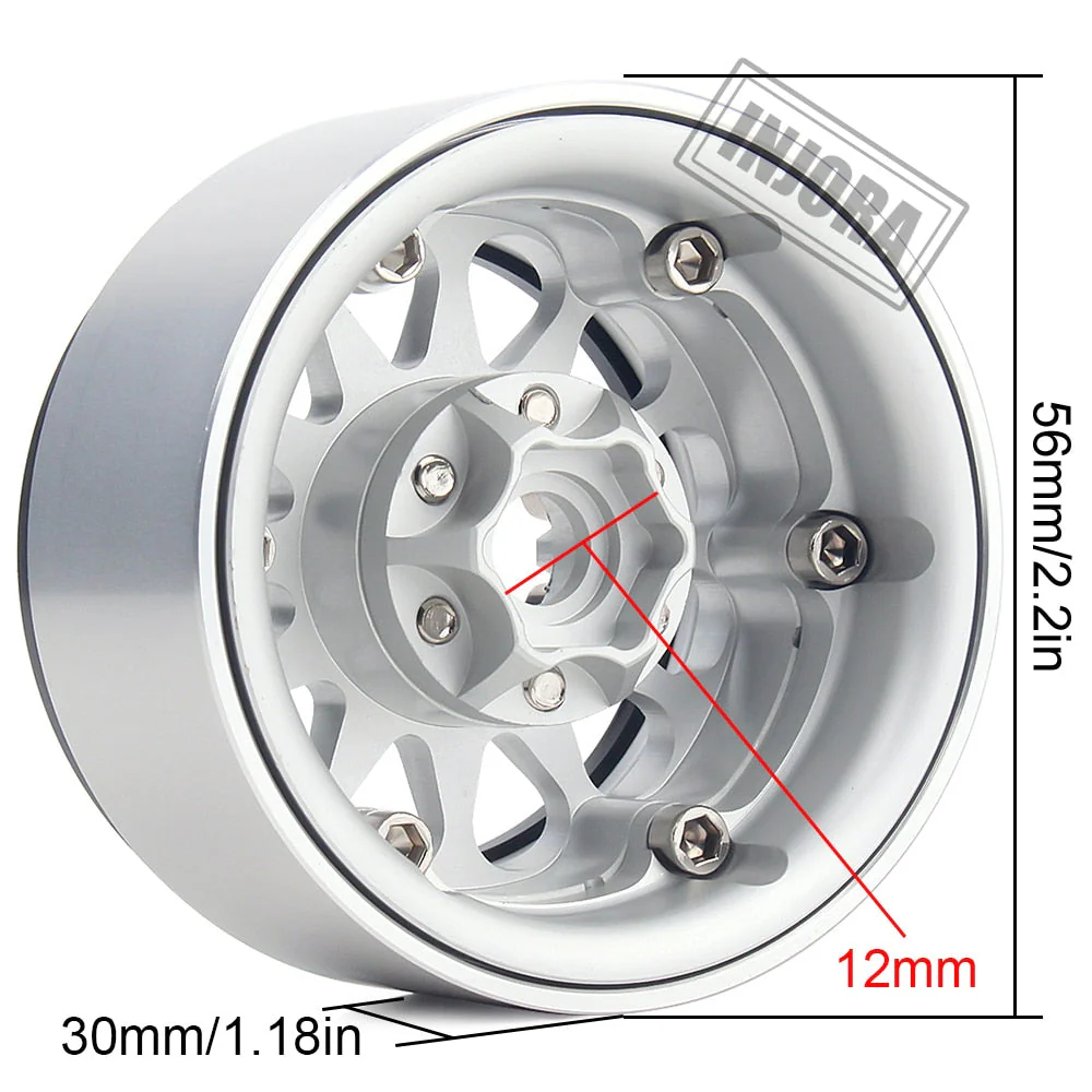 INJORA 4PCS 1.9" 12-spoke Metal Beadlock Wheel Rims for 1/10 RC Crawler - Image 7