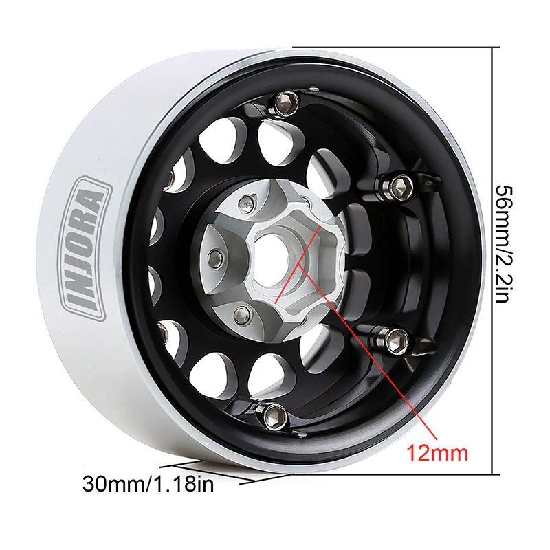 INJORA 4PCS 1.9" Aluminum Alloy Beadlock Wheel Rims for 1/10 RC Crawler - Image 12