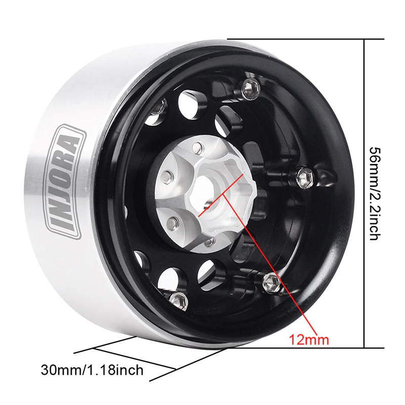 INJORA 4PCS 1.9" Aluminum Alloy Beadlock Wheel Rims for 1/10 RC Crawler - Image 4