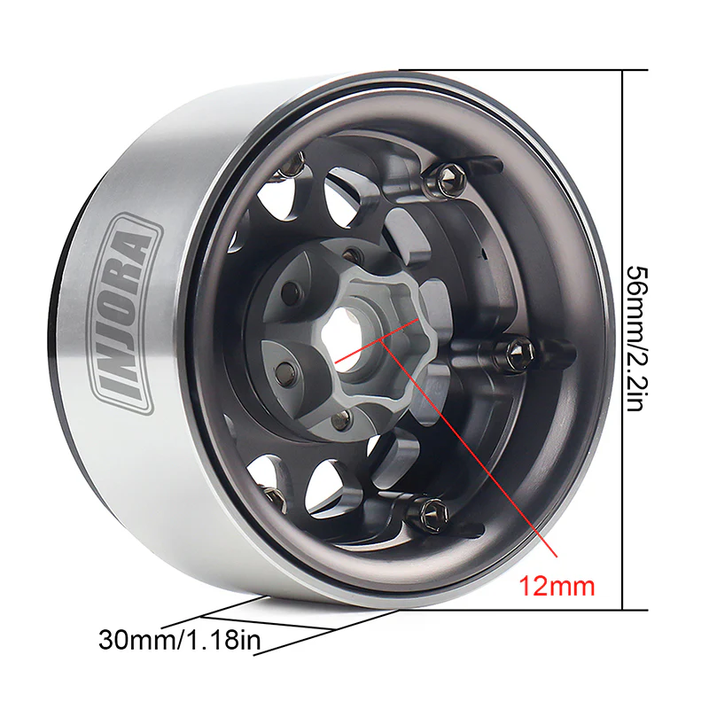 INJORA 4PCS 1.9" Aluminum Alloy Beadlock Wheel Rims for 1/10 RC Crawler - Image 8