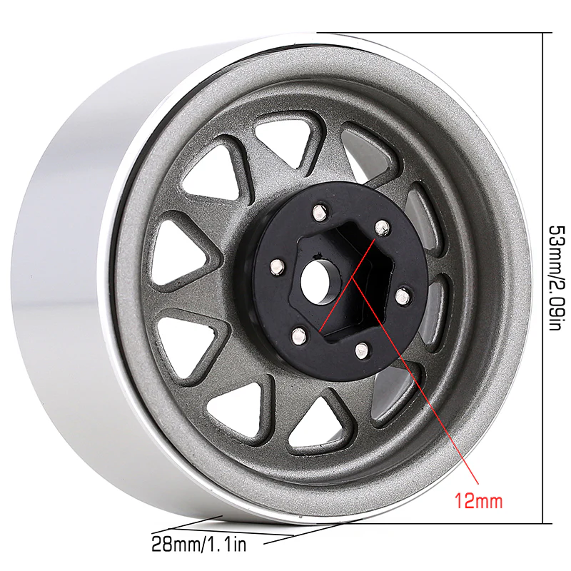INJORA 1.9" Deep Dish -8.9mm Offset Wheels for 1/10 RC Crawlers (W1940) - Image 16