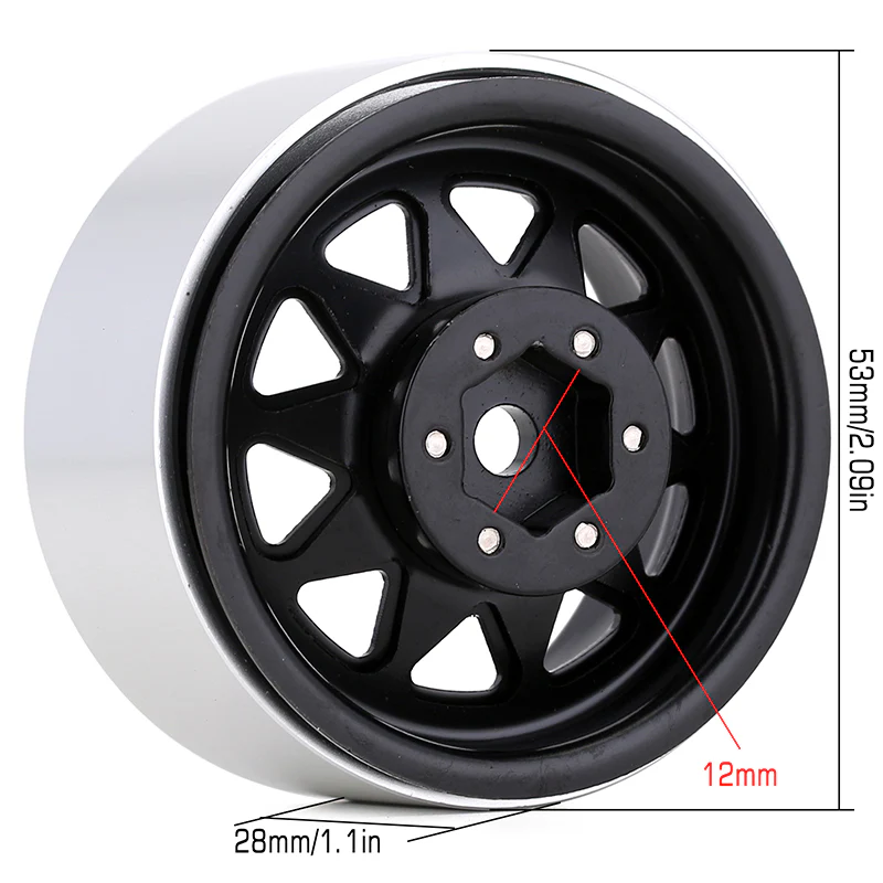 INJORA 1.9" Deep Dish -8.9mm Offset Wheels for 1/10 RC Crawlers (W1940) - Image 4