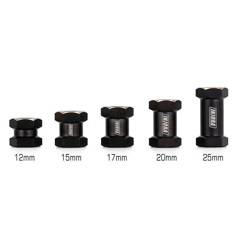 INJORA 4PCS 12mm Black Coating Brass Wheel Hex Hub Extenders for SCX10 & SCX10 II - Image 7