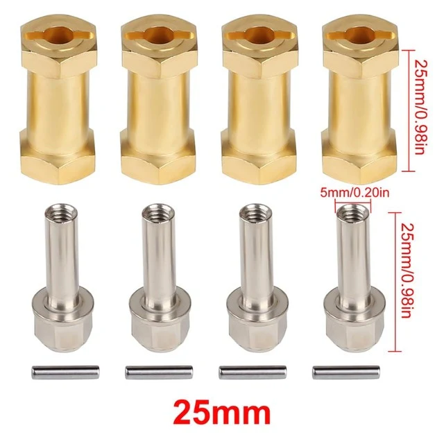 INJORA 4PCS 12mm Heavy Brass Wheel Hex Hub Extenders for SCX10 & SCX10 II - Image 4