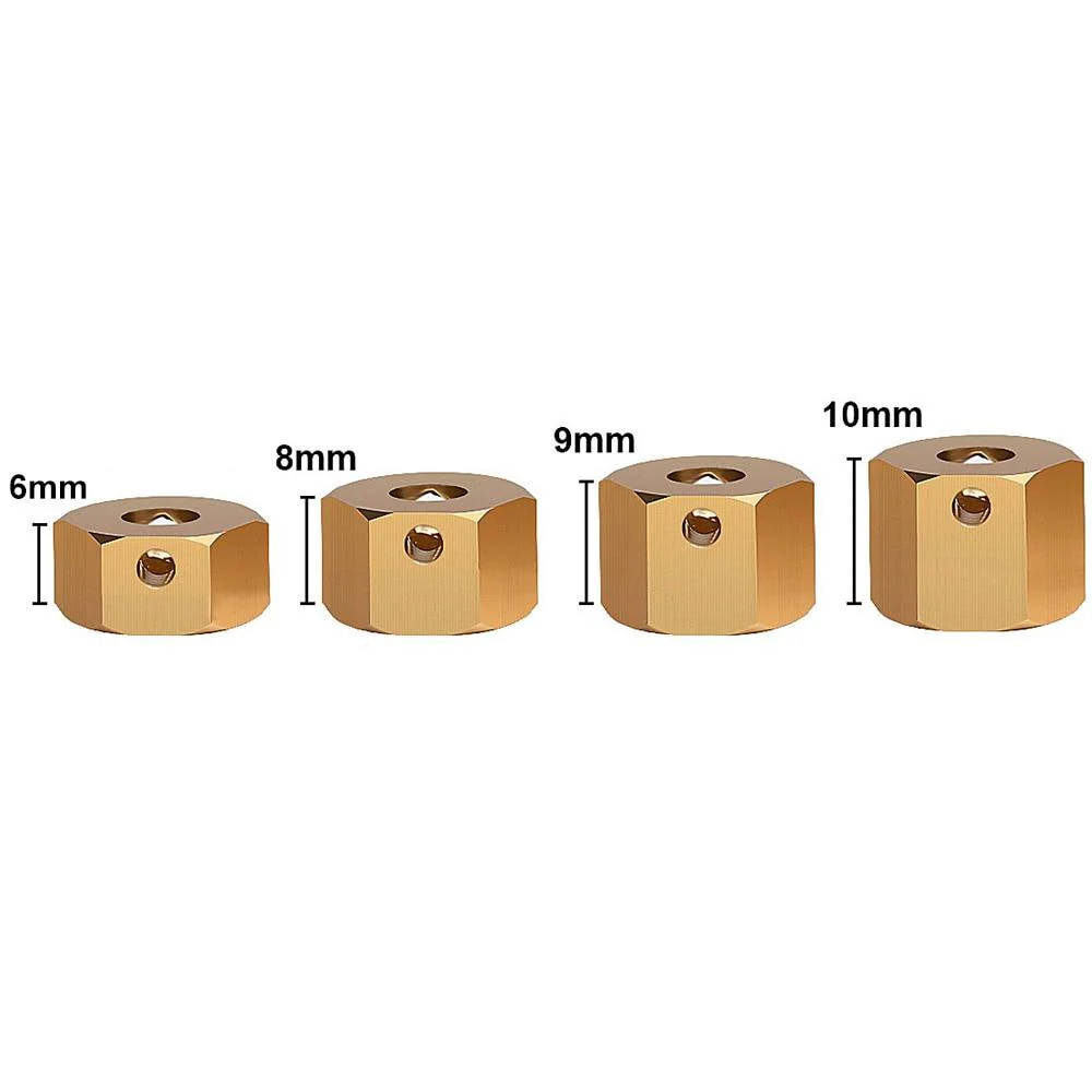 INJORA 4PCS 12mm Heavy Brass Wheel Hex Hub Extenders for Axial SCX10 III Capra 1.9 UTB - Image 7