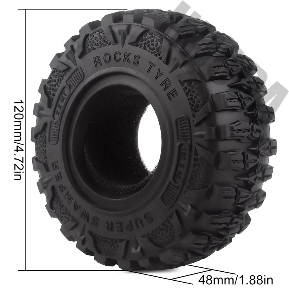 INJORA 2.2" 120*48mm Mud Grappler Tires for 1/10 RC Crawlers - Image 3