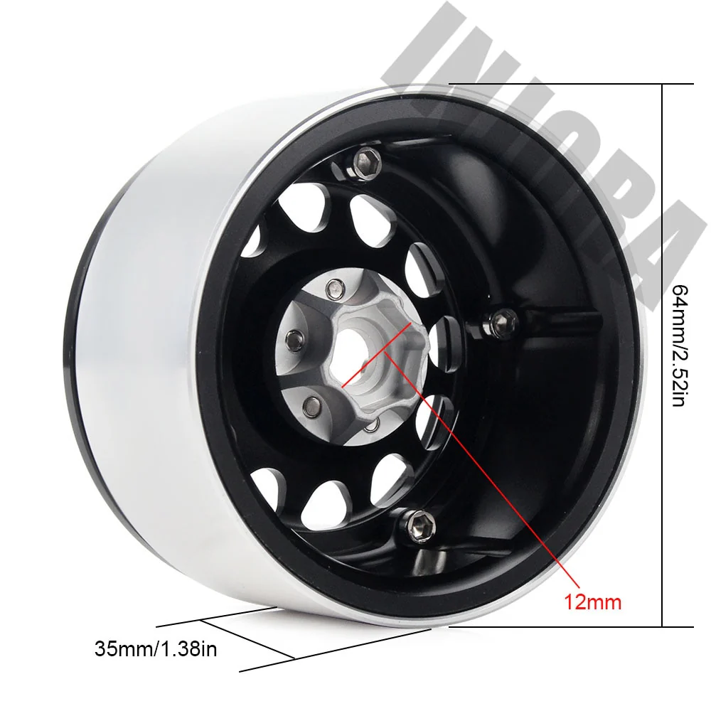 INJORA 2.2" Aluminum Beadlock Wheels for 1/10 RC Crawlers - Image 9