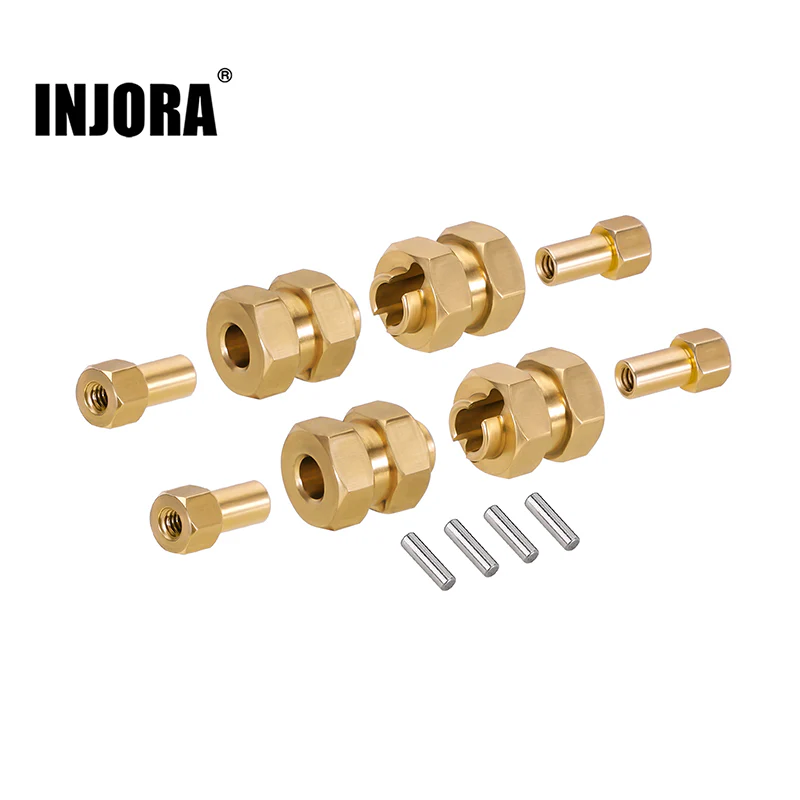 INJORA 4PCS Brass Wheel Hex Hub +5mm Extenders for Axial SCX24 AX24