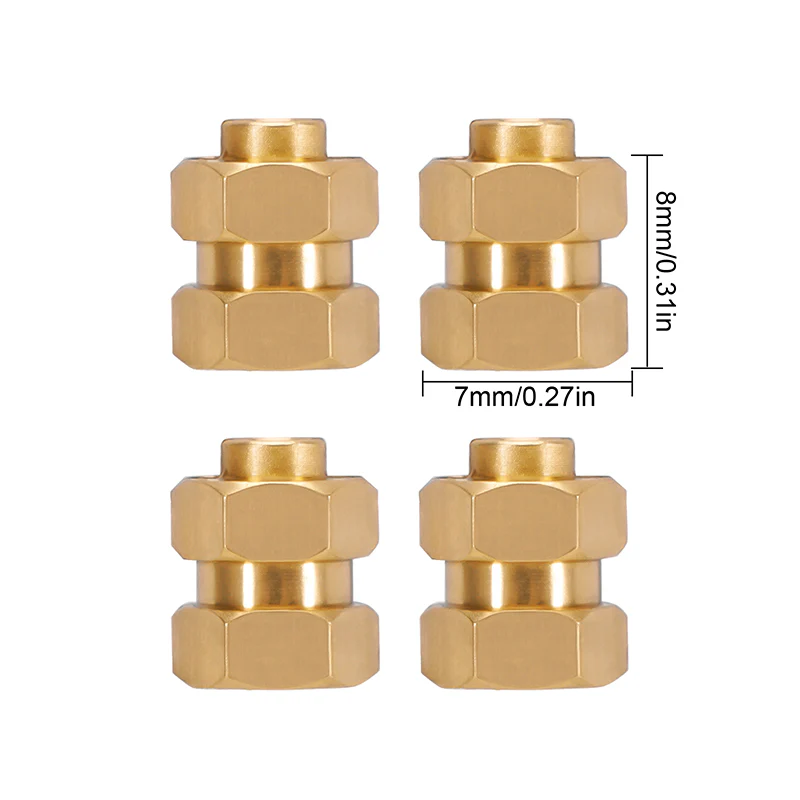 INJORA 4PCS Brass Wheel Hex Hub +5mm Extenders for Axial SCX24 AX24 - Image 2