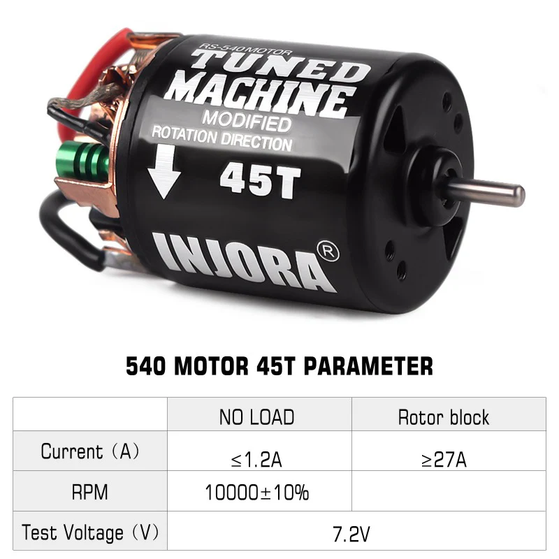 INJORA 540 3-Slot Waterproof Brushed Motor 13T 21T 35T 45T 55T 80T for 1/10 RC Crawler - Image 11