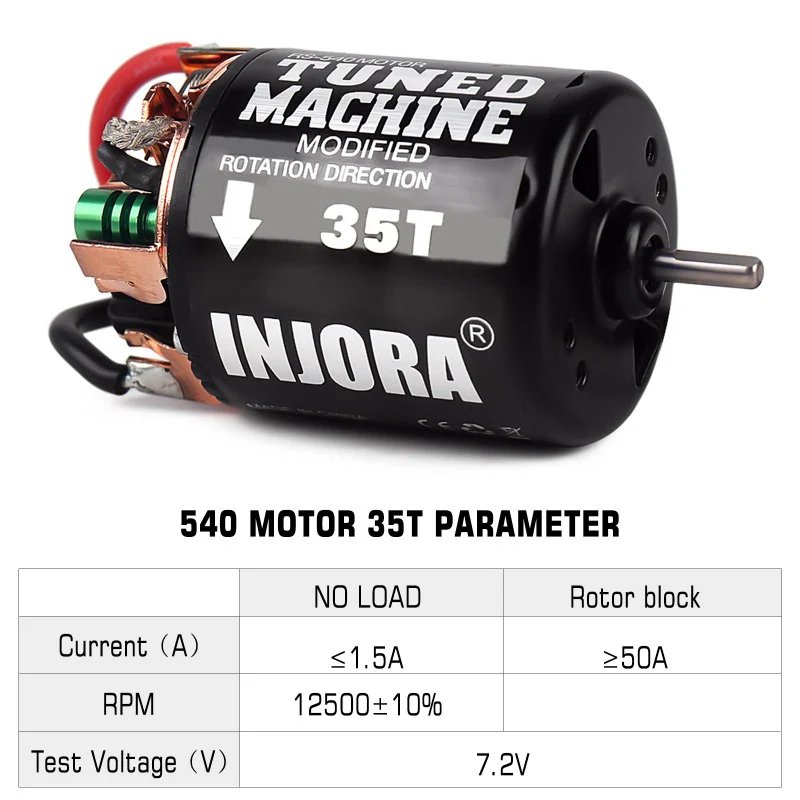 INJORA 540 3-Slot Waterproof Brushed Motor 13T 21T 35T 45T 55T 80T for 1/10 RC Crawler - Image 9