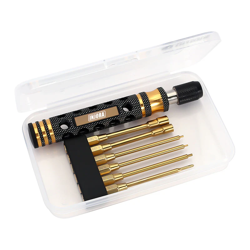 INJORA 6-in-1 Hex Screwdrivers Nut Drivers Quick Change RC Tool Kit for FCX24 SCX24 AX24 - Image 12