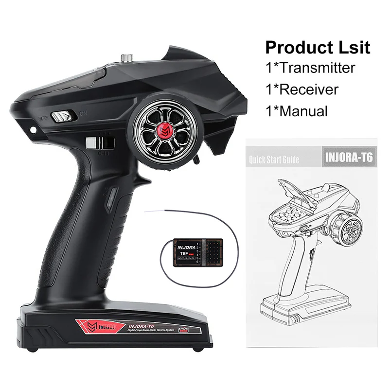 INJORA T6F 6CH 2.4GHz Transmitter with Receiver for RC Crawlers - Image 3