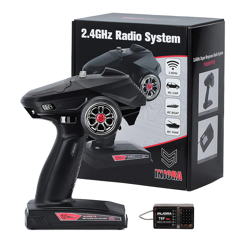 INJORA T6F 6CH 2.4GHz Transmitter with Receiver for RC Crawlers - Image 4