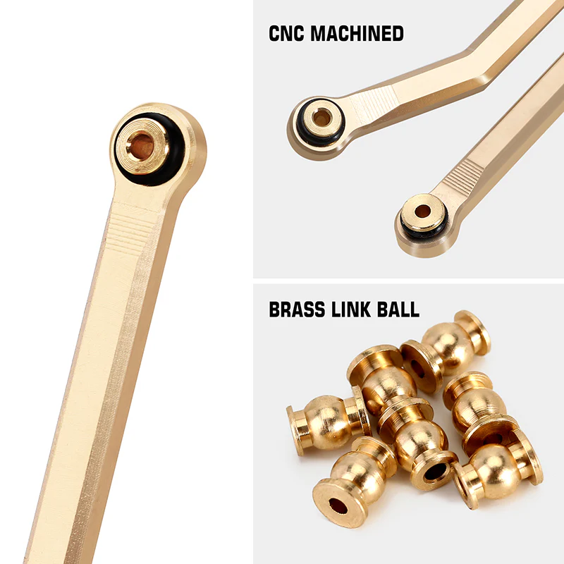 INJORA 8PCS 43g Heavy Brass High Clearance Chassis 4 Links Set for Axial SCX24 Gladiator Power Wagon - Image 11