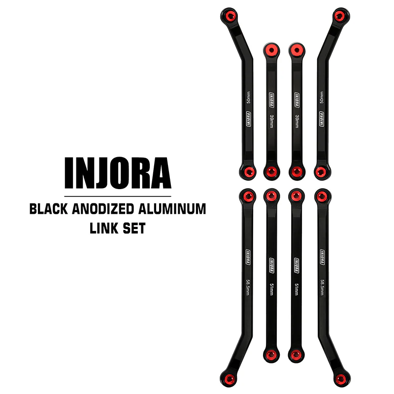 INJORA 8PCS Aluminum High Clearance 4 Links Set for SCX24 C10 JLU Bronco Base Camp 4Runner - Image 3