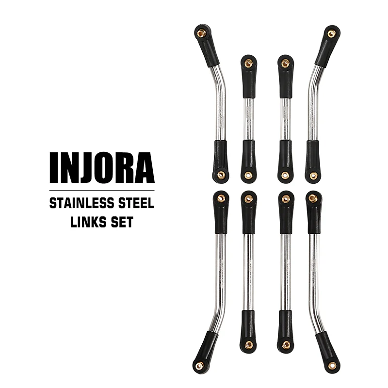 INJORA 8PCS Stainless Steel High Clearance 4 Links Set for SCX24 C10 JLU Bronco Base Camp 4Runner - Image 9