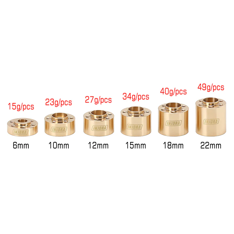 INJORA 12mm Heavy Brass Wheel Hex Hub Extenders Adapters for 1.9 2.2 Beadlock Wheel Rims - Image 27