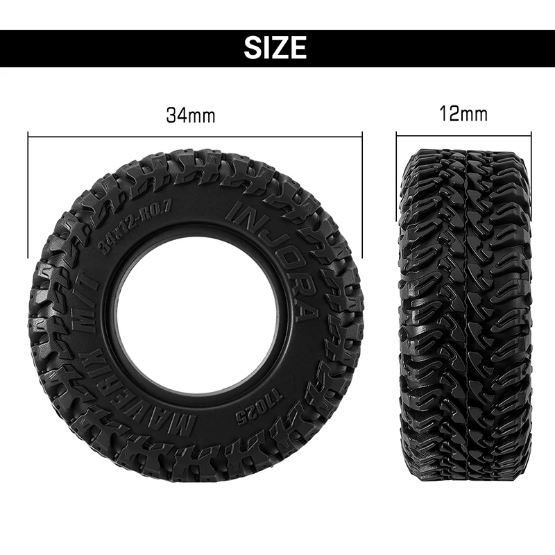 INJORA 0.7" 34*12mm MAVERIX M/T Tires for 1/30 SCX30 (T7025) (4) - Image 7