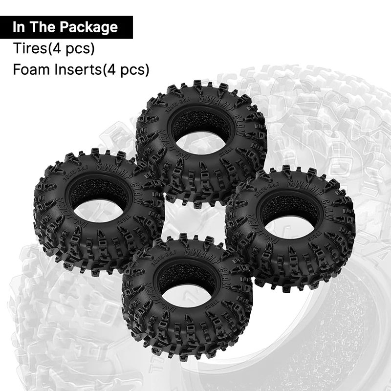 INJORA 0.7" 36*14mm Swamp Claw Tires for 1/30 SCX30 (T7019) (4) - Image 6