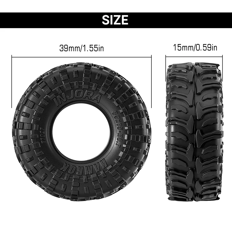 INJORA 0.7" 39*15mm HAMROK Tires for 1/30 SCX30 (T7027) - Image 9