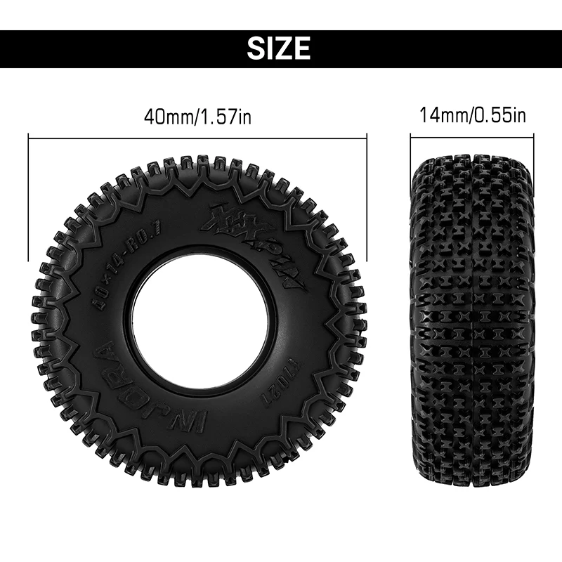 INJORA 0.7" 40*14mm XHX Pin Tires for 1/30 SCX30 (T7021) (4) - Image 4
